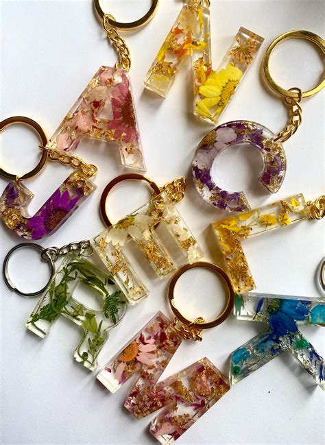 Custom Resin Letter Keychains Etsy