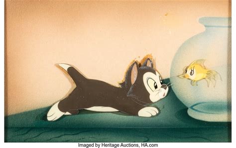 Pinocchio Figaro And Cleo Courvoisier Production Cel Setup Walt Disney