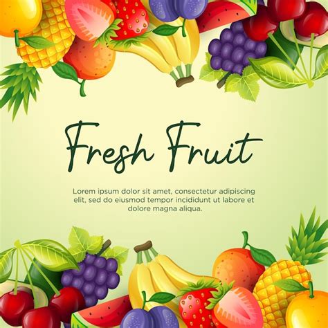 Premium Vector Fresh Fruit Background Design In Realistic Style