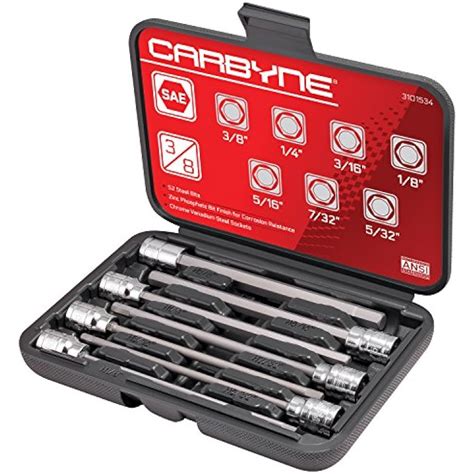 Piece Extra Long Hex Bit Socket Set Sae S Steel Bits Drive