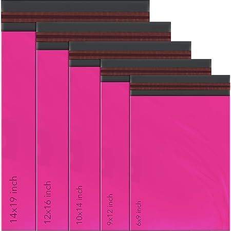 50 Mixed Hot Pink Mailing Poly Postal Self Seal Bags 5 Sizes 10 From