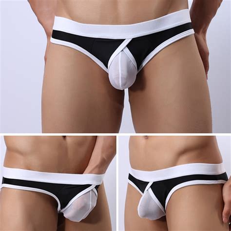 Sexy Mens Breathe Underwear Thong Briefs Bulge Pouch G String Shorts