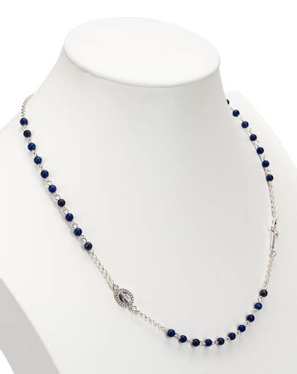 Lapis Lazuli Beads Sterling Silver Necklace Vatican Gift