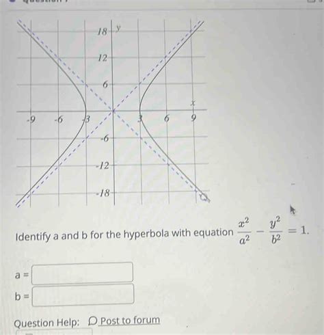 Solved Identify A And B For The Hyperbola With Equation X A Y