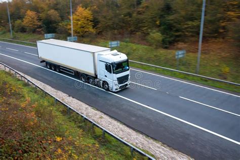 White Articulated Lorry And Trailer Stock Image Image Of English