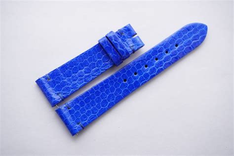 Mm Mm Cobalt Blue Genuine Sea Snake Skin Leather Watch Strap With