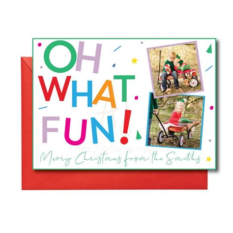 Oh What Fun Christmas Photo Card + Envelopes | Set of 5 - Aesthetic ...