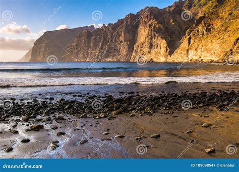 Amazing View from Beach in Los Gigantes with High Cliffs on the Stock ...