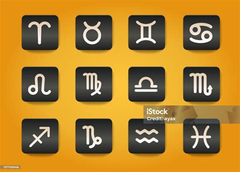 Zodiac Icons Set Stock Illustration Download Image Now Aquarius Astrology Sign Aries