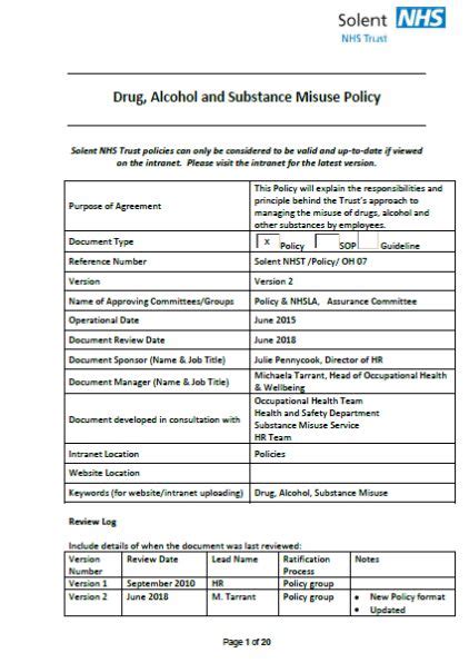 Drug And Alcohol Policy Template For Small Businesses 30 Professional Templates Template Sumo