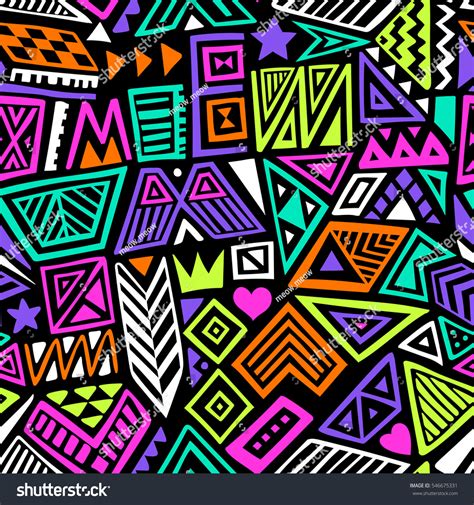 Multicolor Vector Seamless Pattern Abstract Shapes Stock Vector