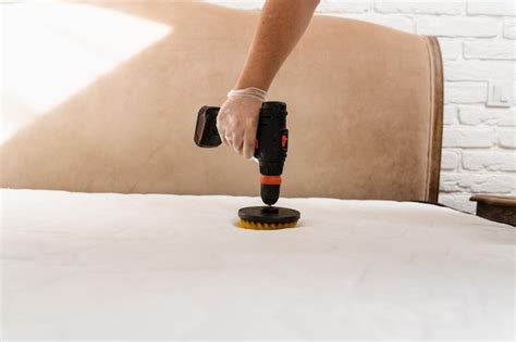 Premium Photo Applying Detergent On Mattress For Dry Cleaning