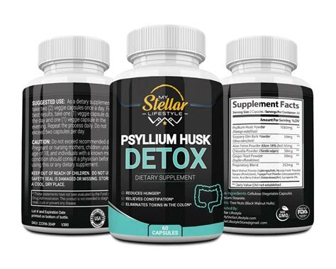 5 Bottles Psyllium Husk Detox By My Stellar Lifestyle 60 Capsules X5 Detox And Cleansers