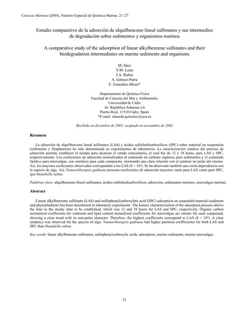 Pdf A Comparative Study Of Linear Alkylbenzene Sulfonates Sorption