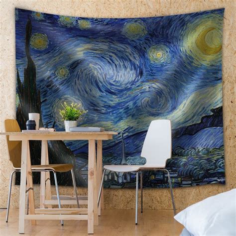 Starry Night By Vincent Van Gogh Fabric Tapestry Home Decor