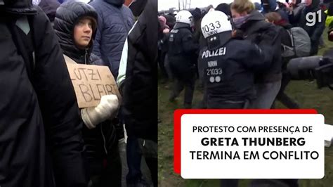 Protesto presença de Greta Thunberg termina em conflito na Alemanha