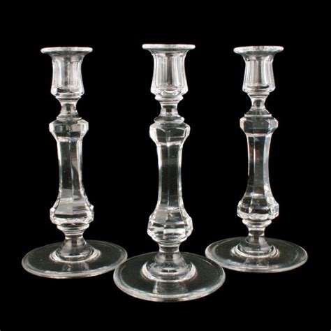 Antique Glass Candlesticks Edwardian Glass Candlesticks