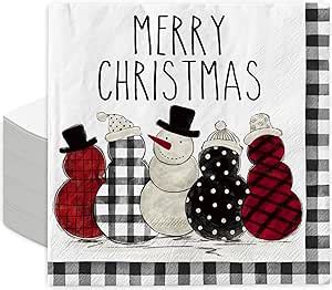 Amazon Anydesign Pcs Christmas Paper Napkins Cute Snowman Plaid