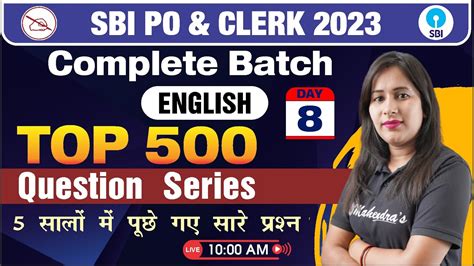 Top 500 Questions For SBI PO Clerk 2023 English Preparation For SBI