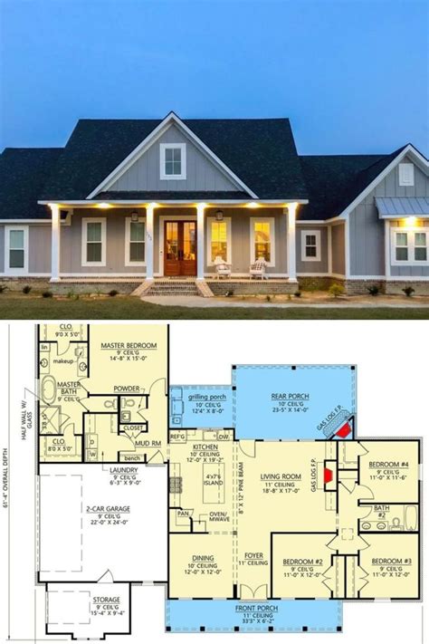 4 Bedroom Single Story Modern Farmhouse With Bonus Room Floor Plan