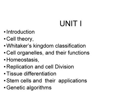 Bio Unit 1 Unit 1 Ppt Unit I Introduction Cell Theory Whitakers