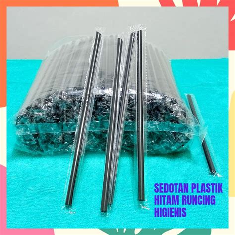 Jual Sedotan Plastik Runcing Hitam Mm Cm Higienis Bungkus Steril Isi