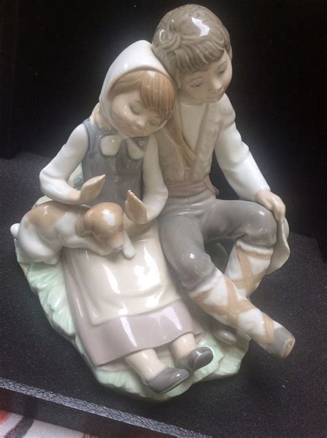 Vintage Lladro Friendship Figurine Boy And Girl With Puppy Etsy