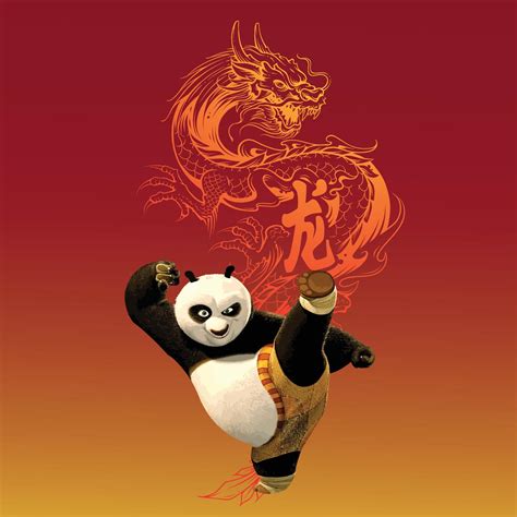 Kungfu Panda With Dragon Iconic Poster Vector Design Vector