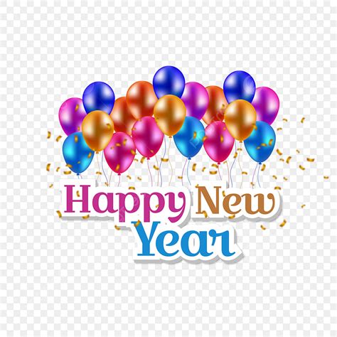 New Year Balloons Vector Hd Images Happy New Year Transparent With