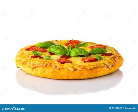 Pizza Margherita Op Witte Achtergrond Stock Foto Image Of Pizza