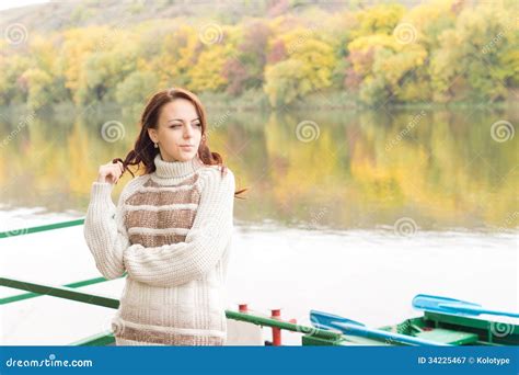 Happy Relaxed Beautiful Woman In Nature Stock Image Image Of Poloneck