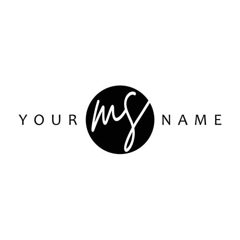 ms initial handwriting  circle frame template design  vector