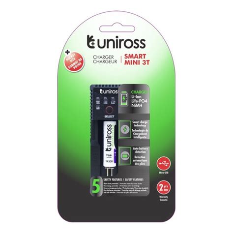 Chargeur De Piles Smart Mini 3T NiMH NiCD Li Ion LifePO4 UNIROSS MEGA