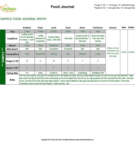 40 Simple Food Diary Templates And Food Log Examples