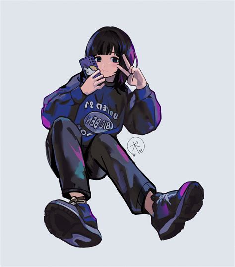 Safebooru 1girl Absurdres Black Eyes Black Footwear Black Hair Black Pants Black Sweater Blunt