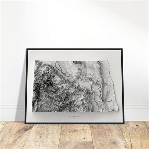 North Dakota Elevation Map, Wall Art Topographic Print, Cartography Art ...