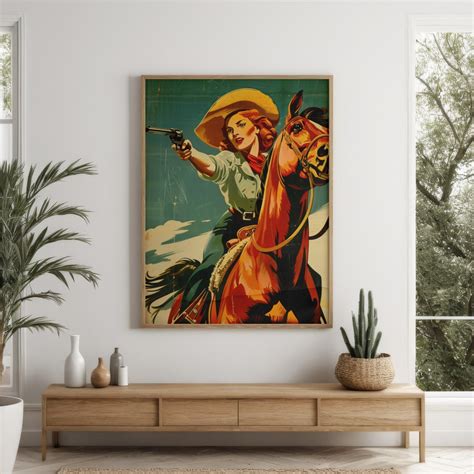 Vintage Cowgirl Wall Art: Western Poster, Rustic Home Decor, Antique ...