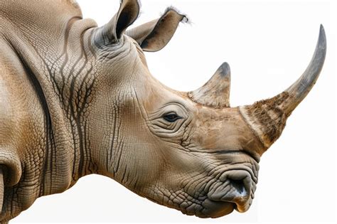 Large White Rhino Profile Big Horn Extracted Premium AI Generated Image