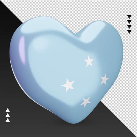 Premium PSD Love Micronesia Flag Hearth 3d Rendering Left View