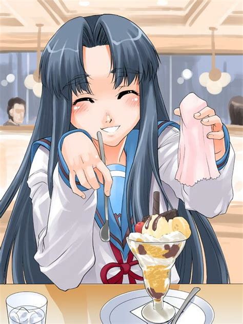 The Big Imageboard Tbib Asakura Ryouko Blue Sailor Collar Closed Eyes Food Ice Cream Kita