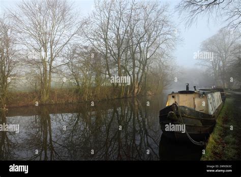 Narrow Boat Moored Near Bank Newton On The Leeds Liverpool Canal Near