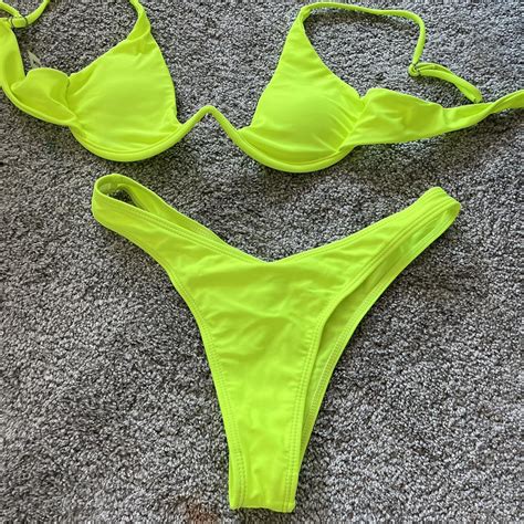 Shein Neon Yellow Bikini Set Depop