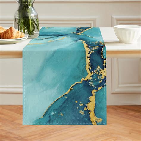 Amazon Table Runner X Inches Long Ombre Turquoise Teal Blue