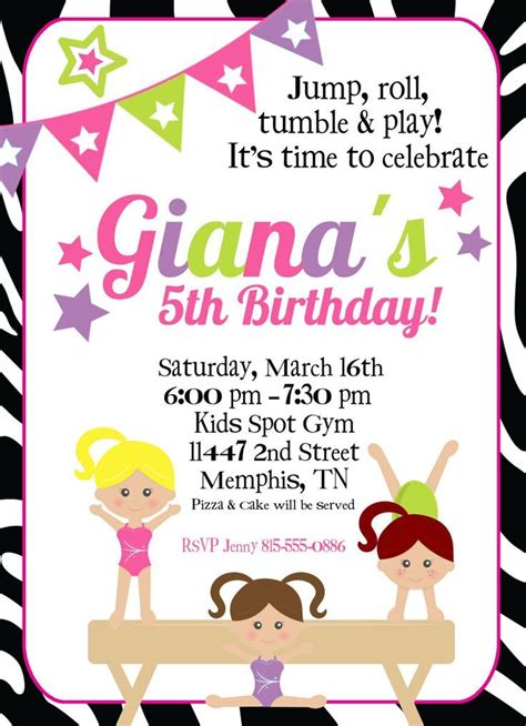 Cartwheels Cupcakes Chalkboard Gymnastics Party Invitation Zazzle Artofit