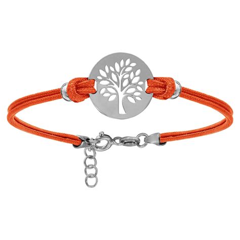 Bracelet en argent rhodié cordon double orange interchangeable avec