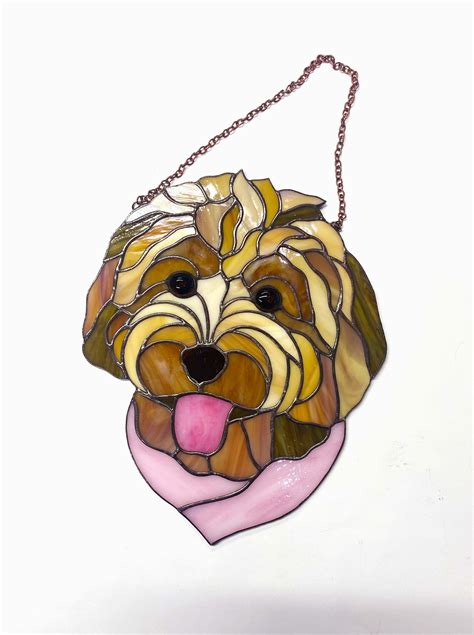 Dog Portrait Stained Glass Suncatcher Pet Custom Pet Lover - Etsy