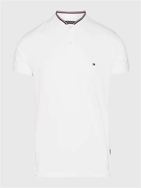 Mandarin Collar Slim Fit Polo White Tommy Hilfiger