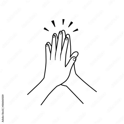 Two Hands Clapping In High Five Gesture Line Drawing Of High Five