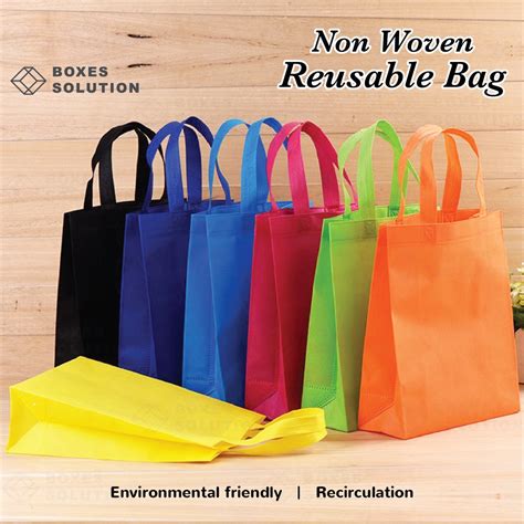 Ready Stock In Ipoh Colourful Non Woven Bag Plain Colour Reusable