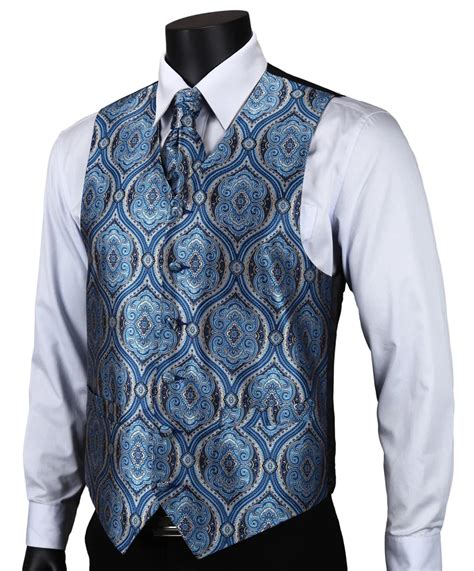 VE16 Navy Blue Paisley Top Design Wedding Men 100 Silk Waistcoat Vest